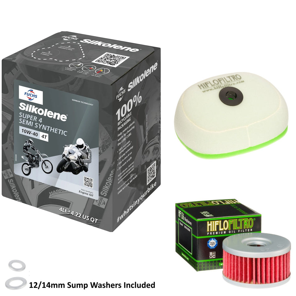 Silkolene Super 4 10w40 4L Oil & HF136 & HFF3017 Oil Filter Kit