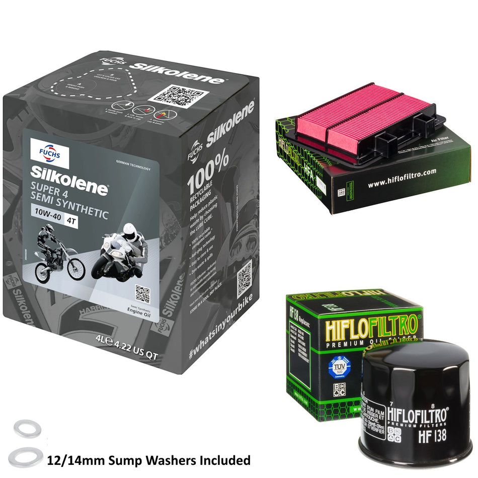 Silkolene Super 4 10w40 4L Oil & HF138 & HFA3914 Oil Filter Kit