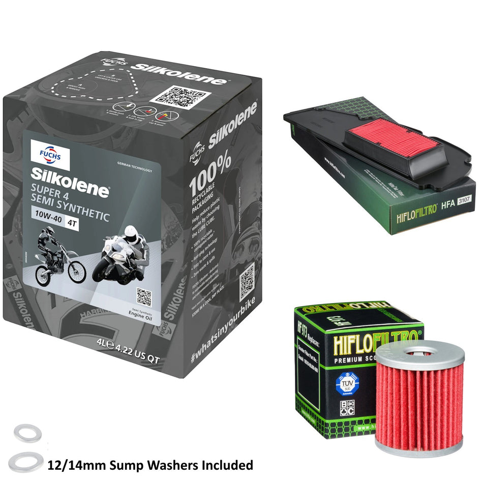 Silkolene Super 4 10w40 4L Oil & HF973 & HFA3107 Oil Filter Kit