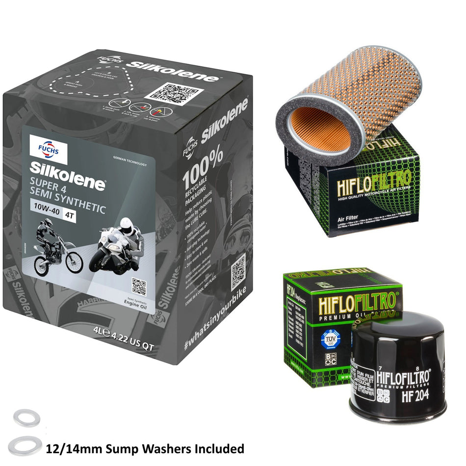 Silkolene Super 4 10w40 4L Oil & HF204 & HFA6504 Oil Filter Kit