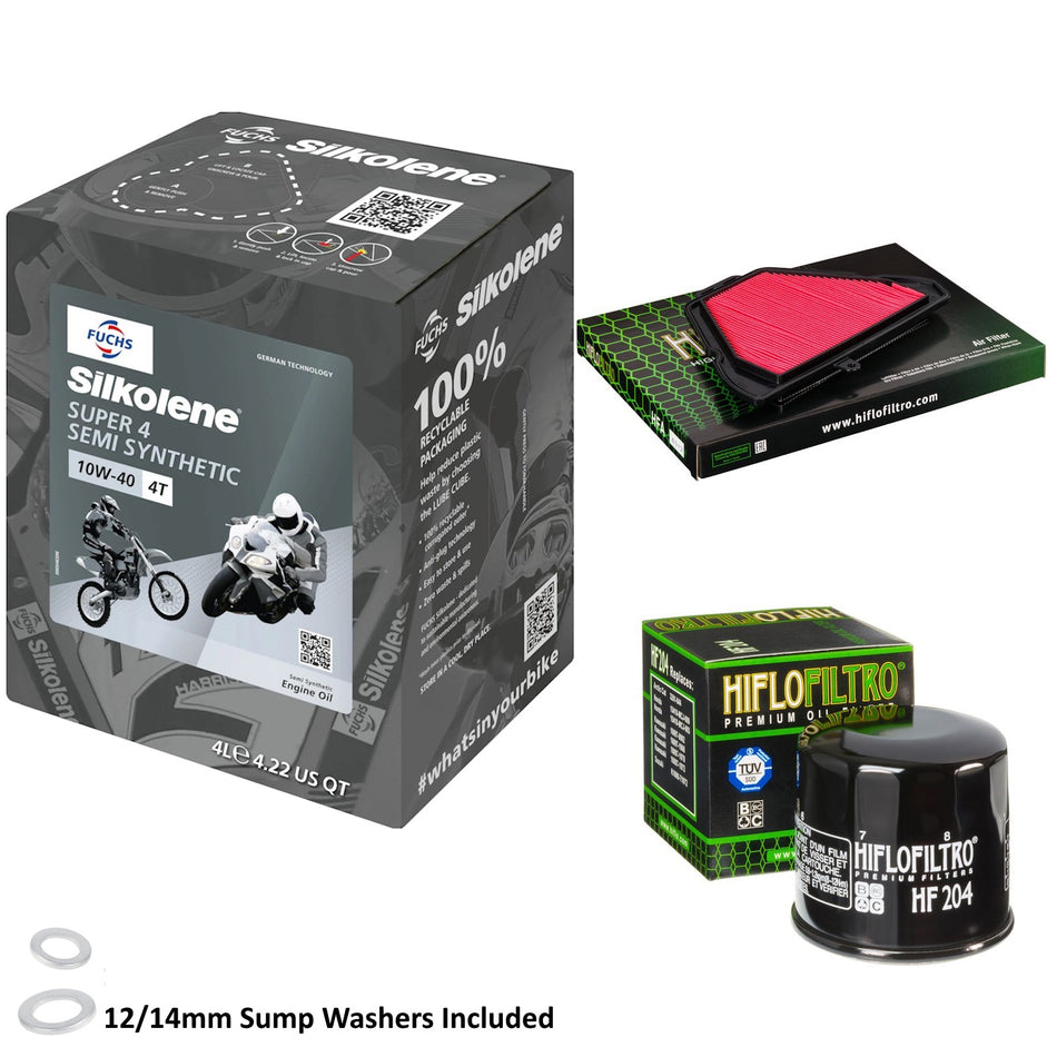 Silkolene Super 4 10w40 4L Oil & HF204 & HFA6512  Oil Filter Kit