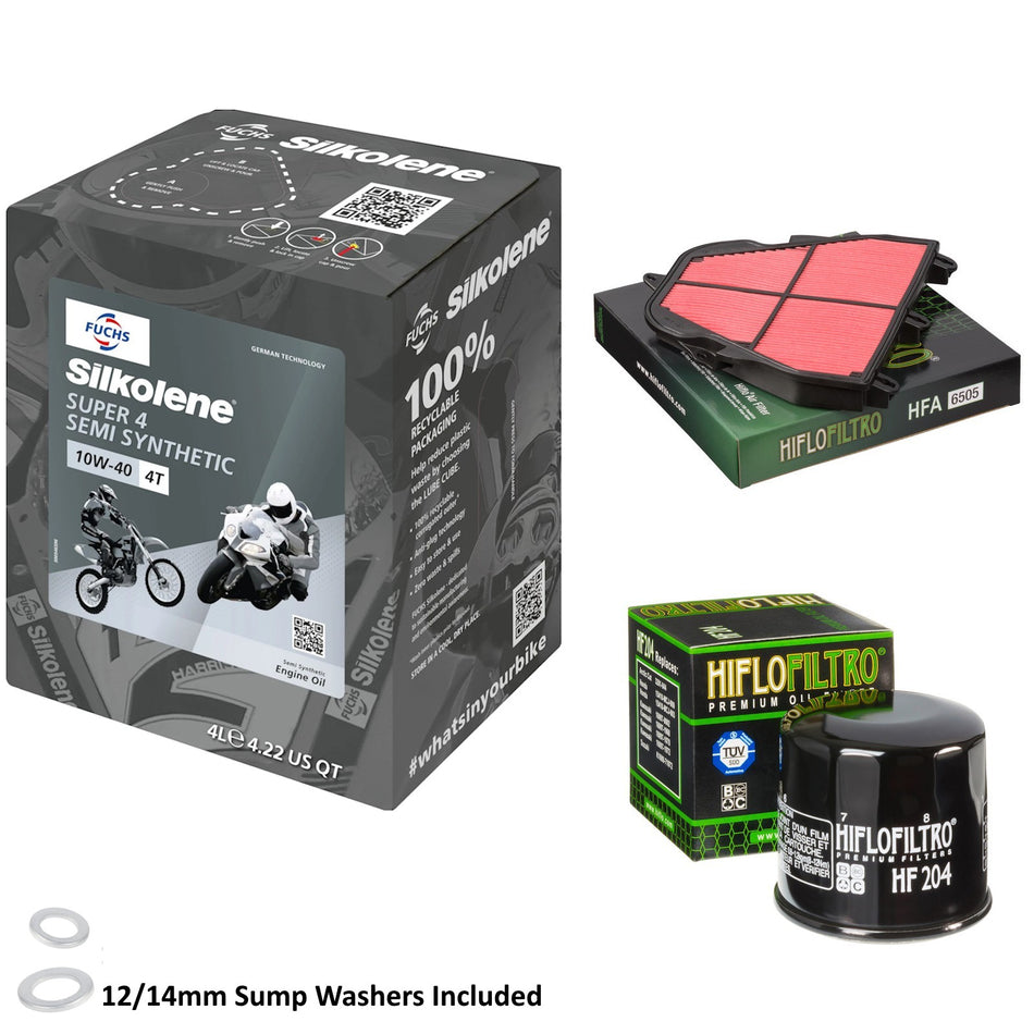 Silkolene Super 4 10w40 4L Oil & HF204 & HFA6502 Oil Filter Kit