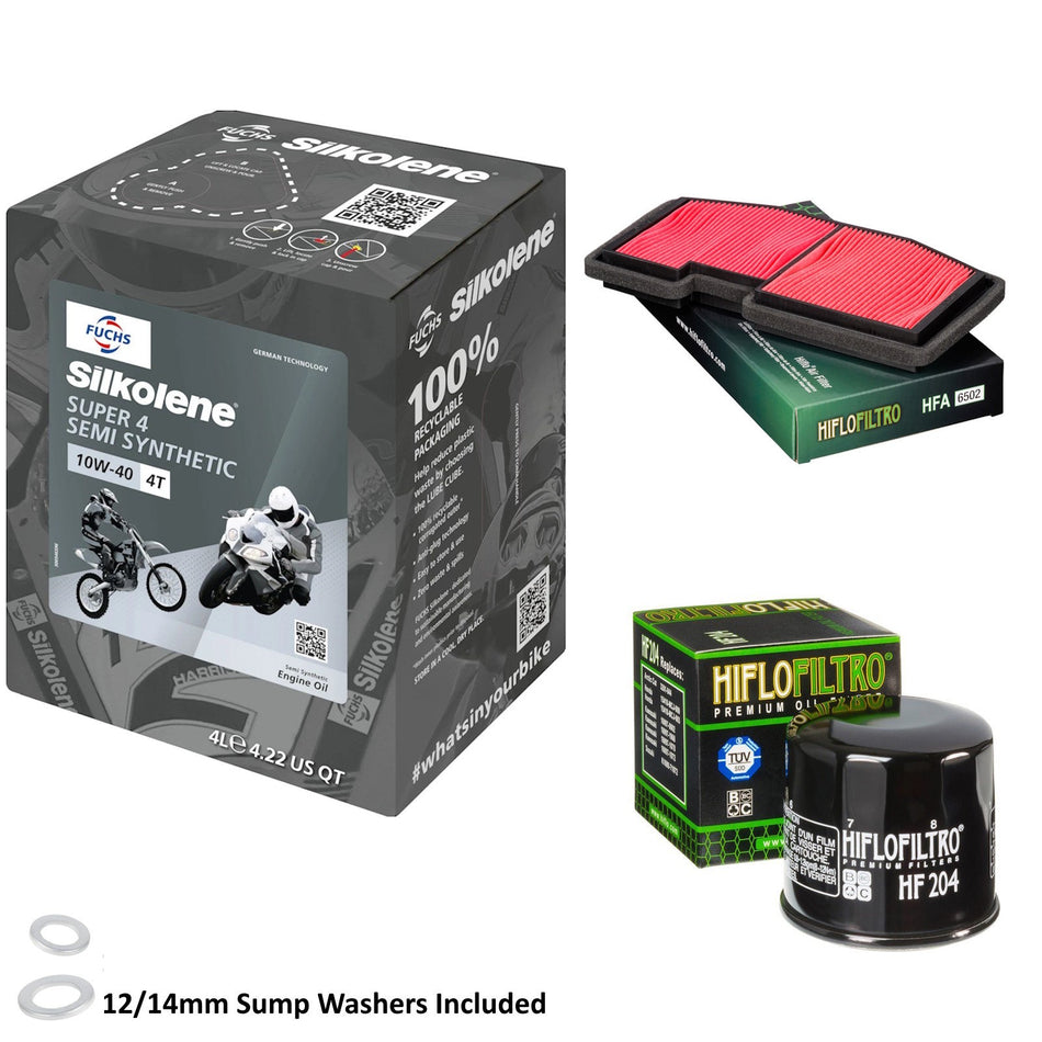 Silkolene Super 4 10w40 4L Oil & HF204 & HFA6502 Oil Filter Kit