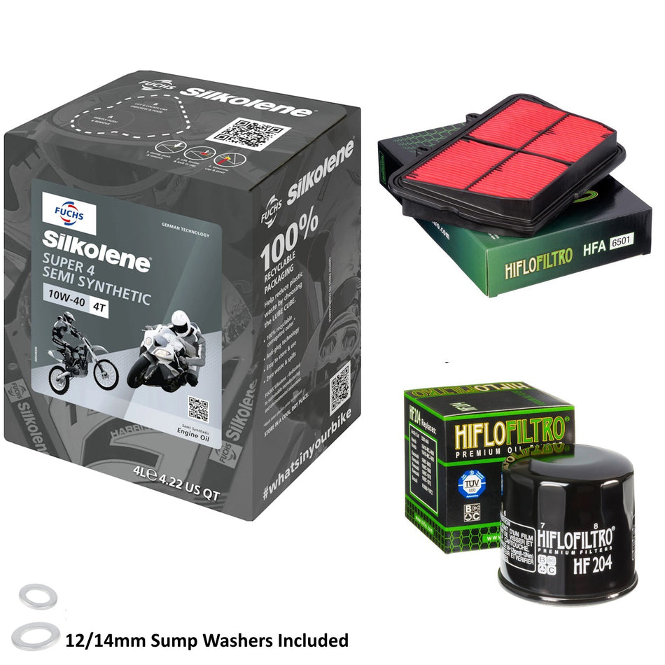 Silkolene Super 4 10w40 4L Oil & HF204 & HFA6501 Oil Filter Kit