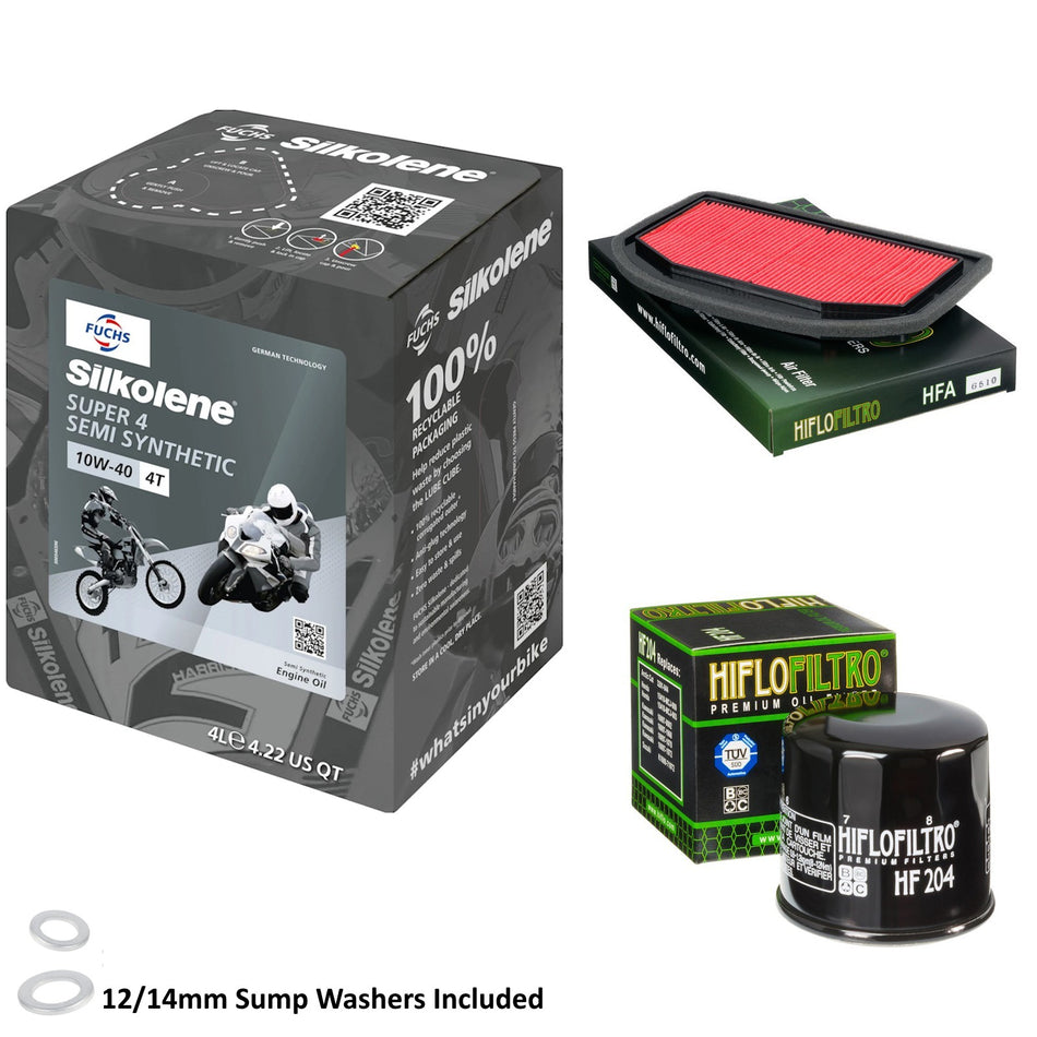 Silkolene Super 4 10w40 4L Oil & HF204 & HFA6510 Oil Filter Kit