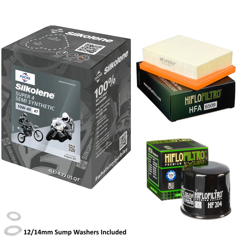 Silkolene Super 4 10w40 4L Oil & HF204 & HFA6509 Oil Filter Kit