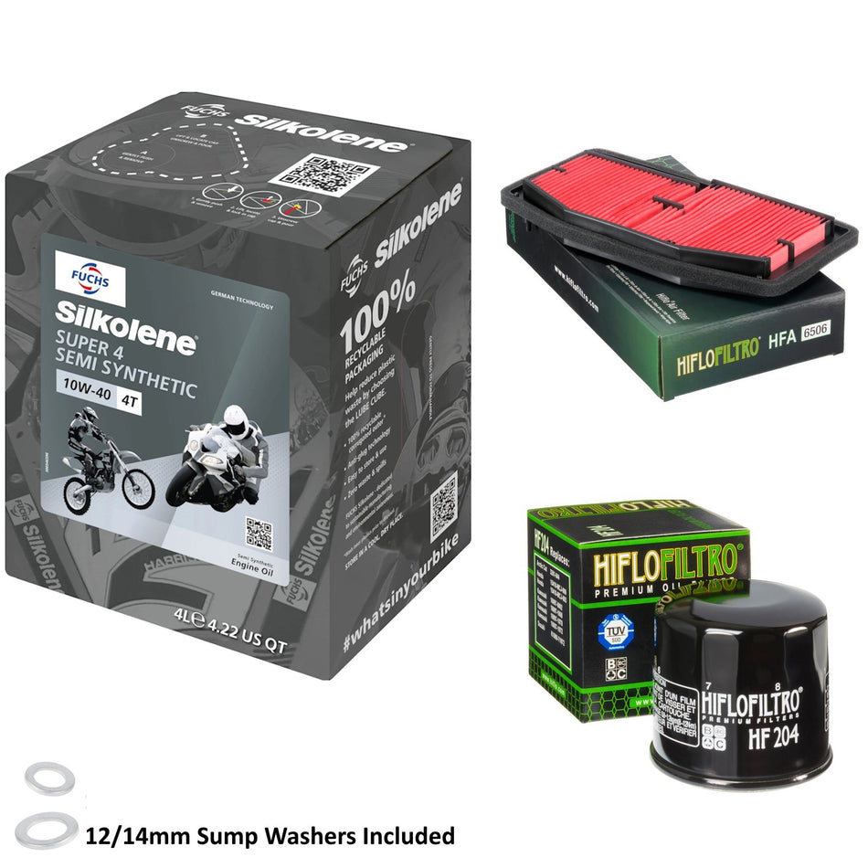 Silkolene Super 4 10w40 4L Oil & HF204 & HFA6506 Oil Filter Kit