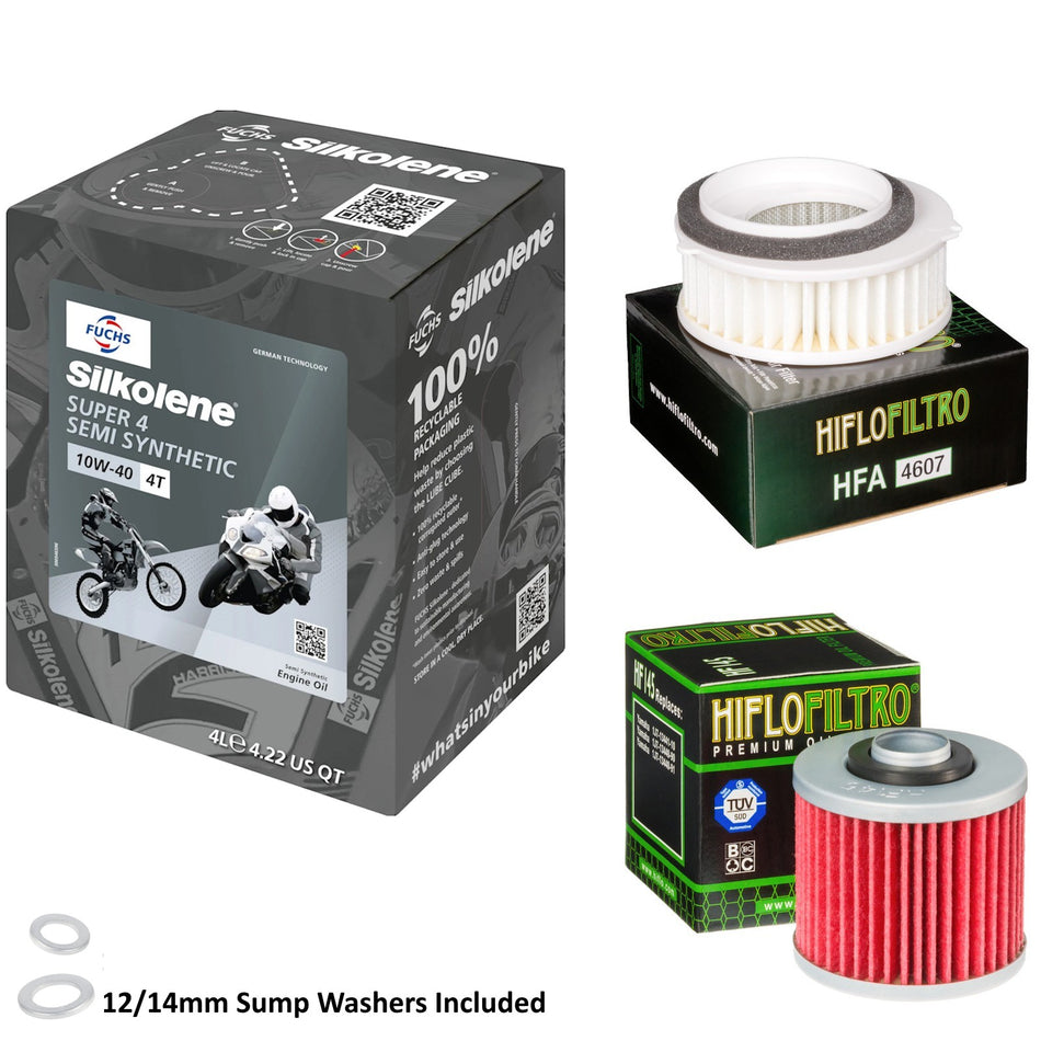 Silkolene Super 4 10w40 4L Oil & HF145 & HFA4607 Oil Filter Kit