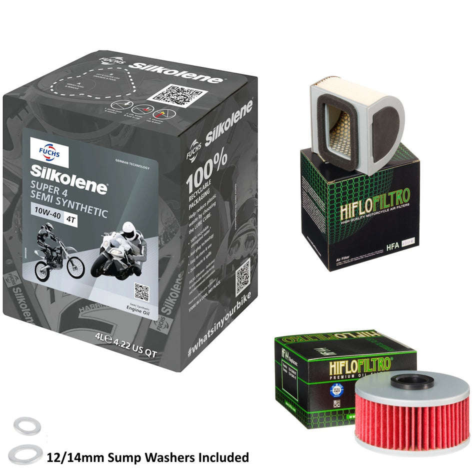 Silkolene Super 4 10w40 4L Oil & HF144 & HFA4504 Oil Filter Kit