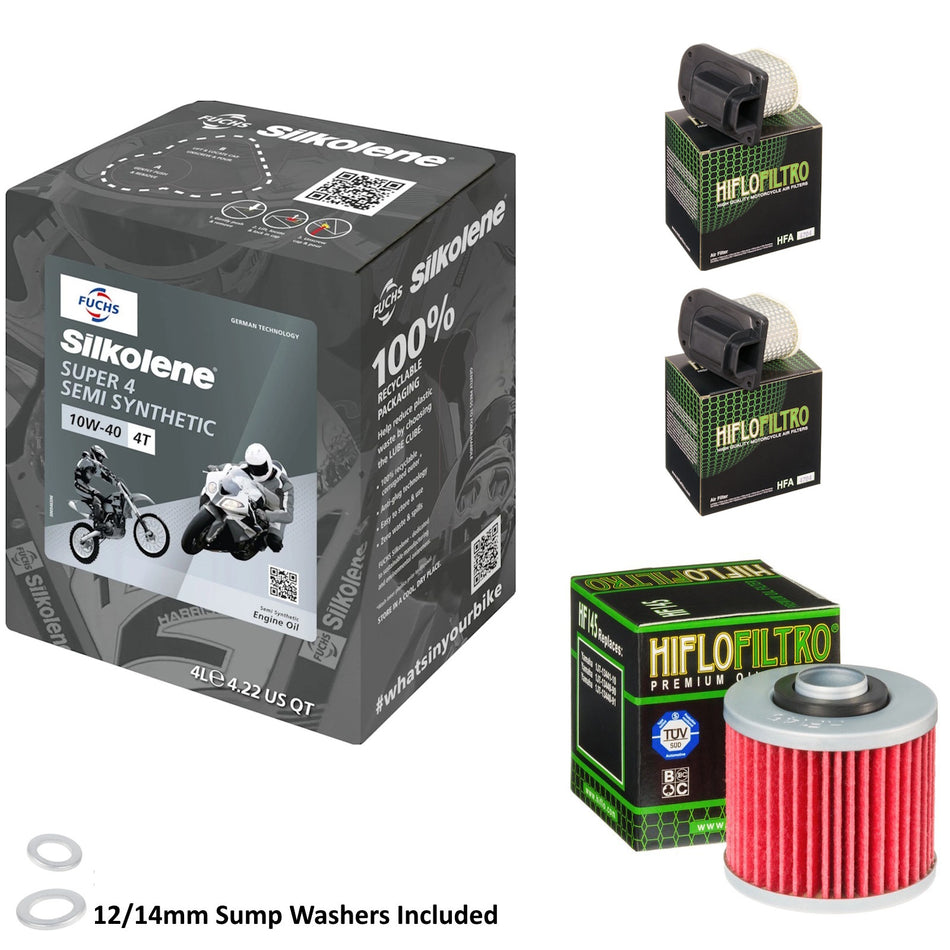 Silkolene Super 4 10w40 4L Oil & HF145 & HFA4704 Oil Filter Kit