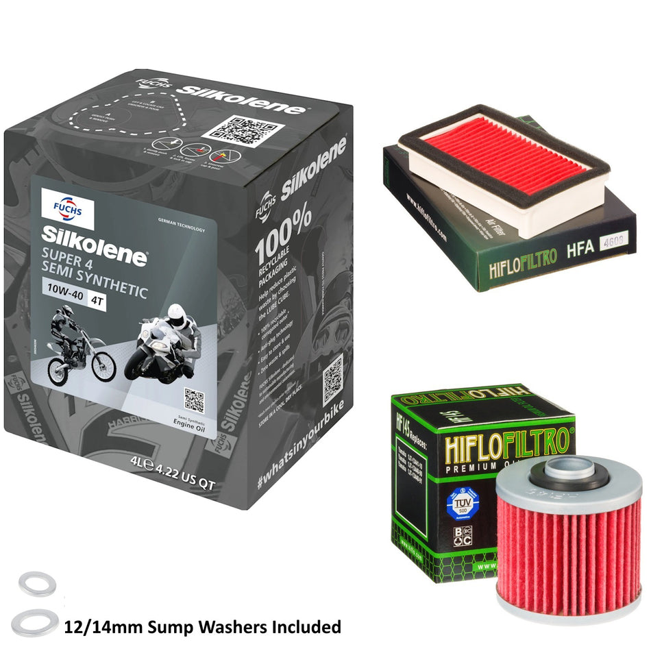 Silkolene Super 4 10w40 4L Oil & HF145 & HFA4608 Oil Filter Kit