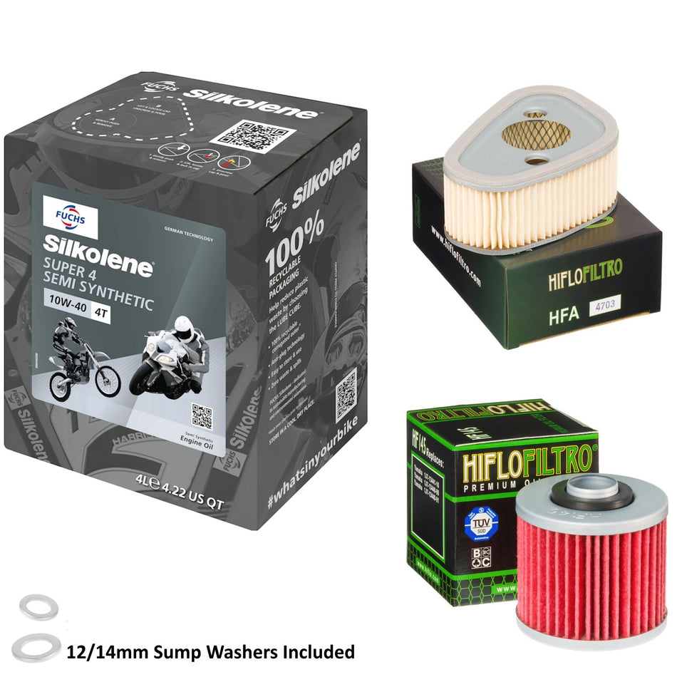 Silkolene Super 4 10w40 4L Oil & HF145 & HFA4703 Oil Filter Kit