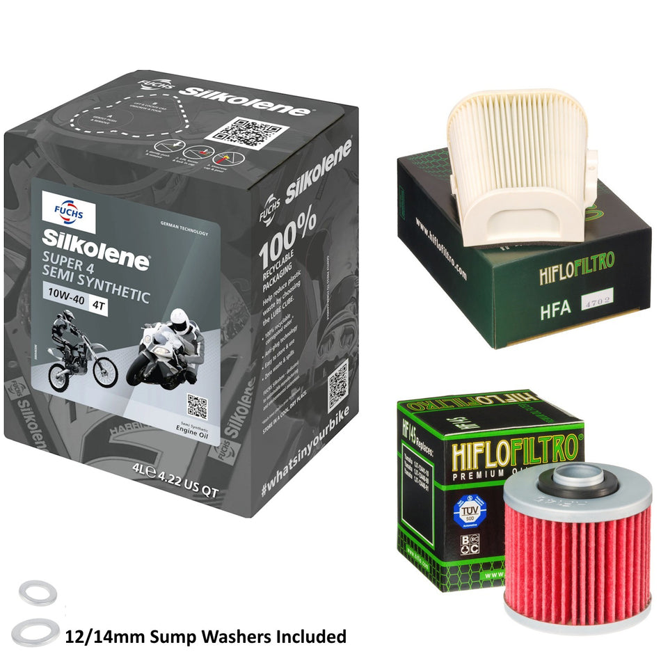 Silkolene Super 4 10w40 4L Oil & HF145 & HFA4702 Oil Filter Kit