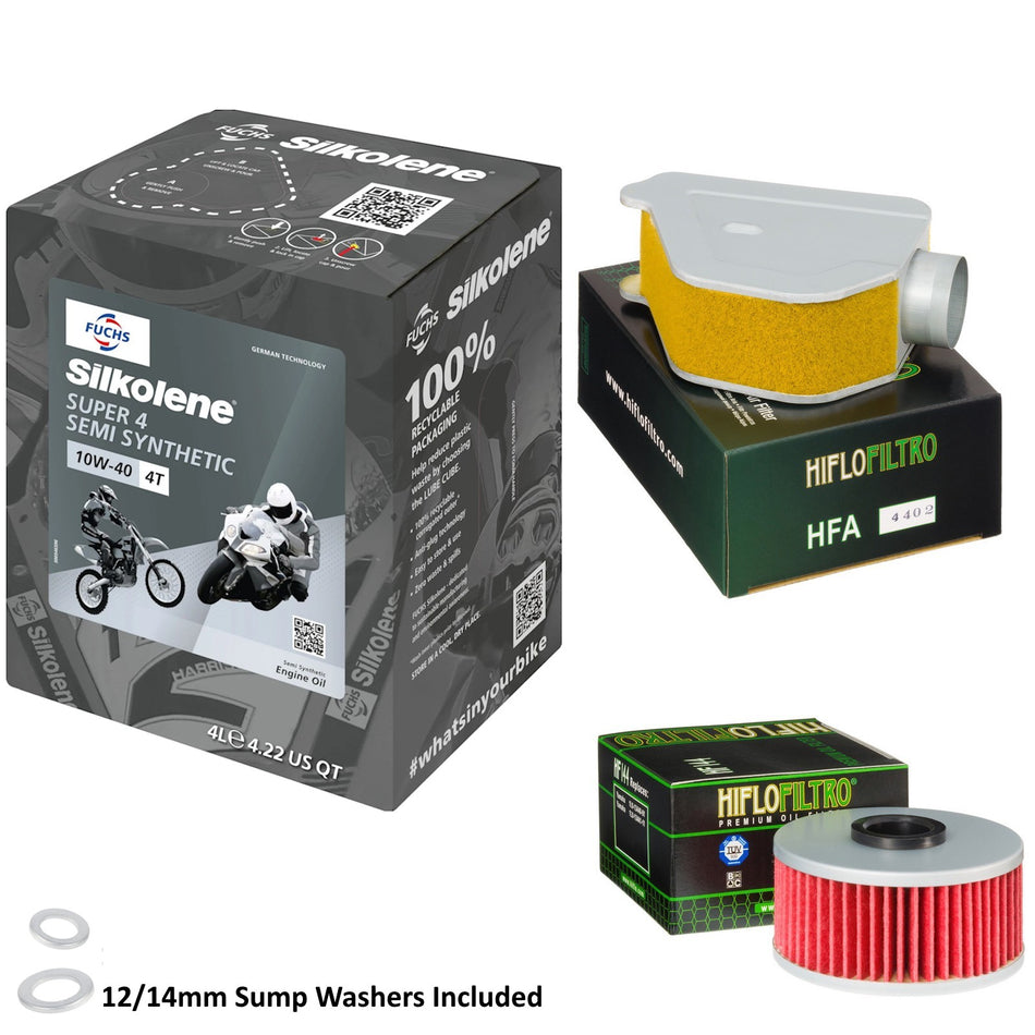 Silkolene Super 4 10w40 4L Oil & HF144 & HFA4402 Oil Filter Kit
