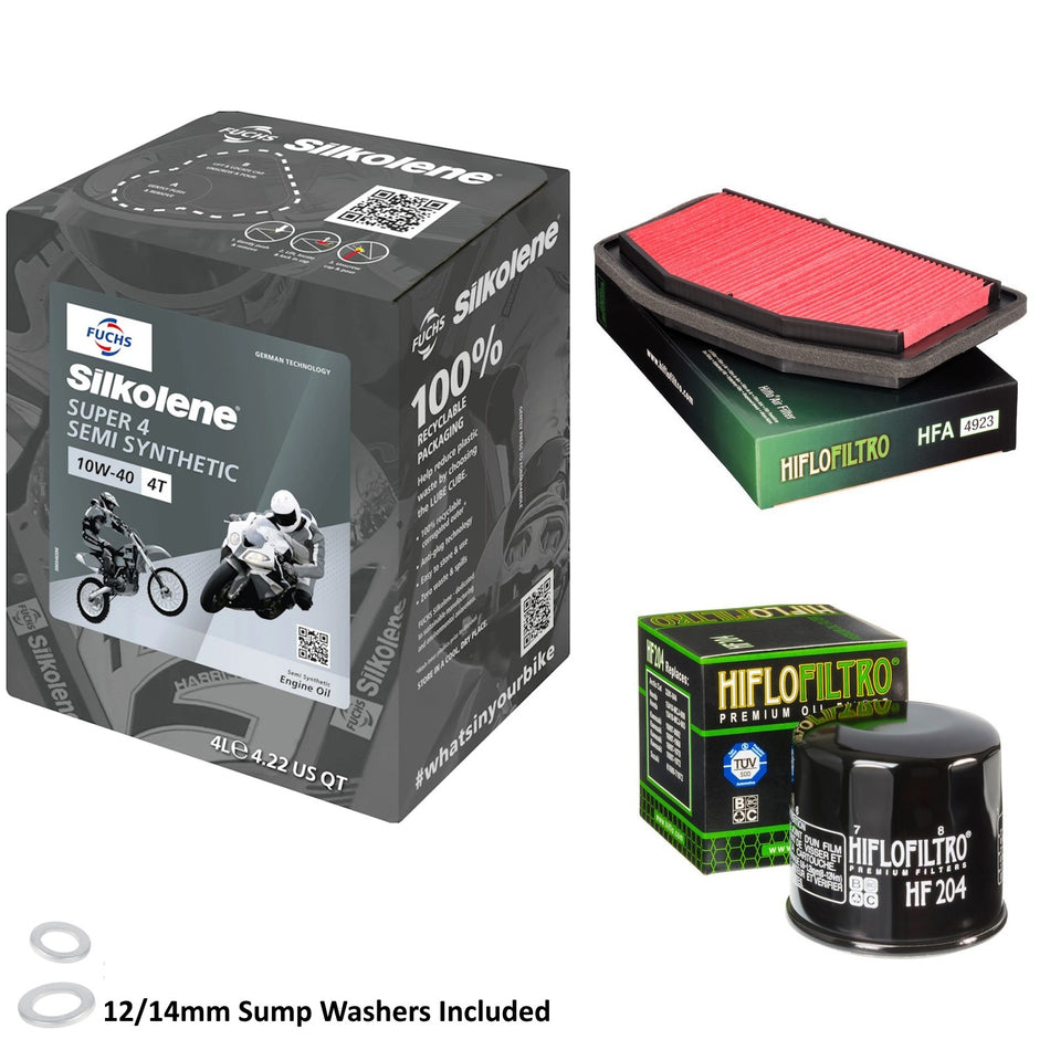 Silkolene Super 4 10w40 4L Oil & HF204 & HFA4923 Oil Filter Kit