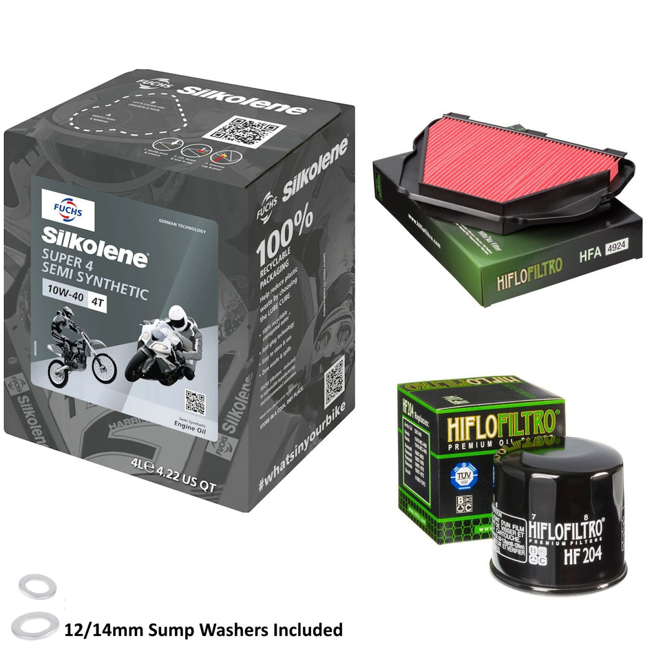 Silkolene Super 4 10w40 4L Oil & HF204 & HFA4924 Oil Filter Kit