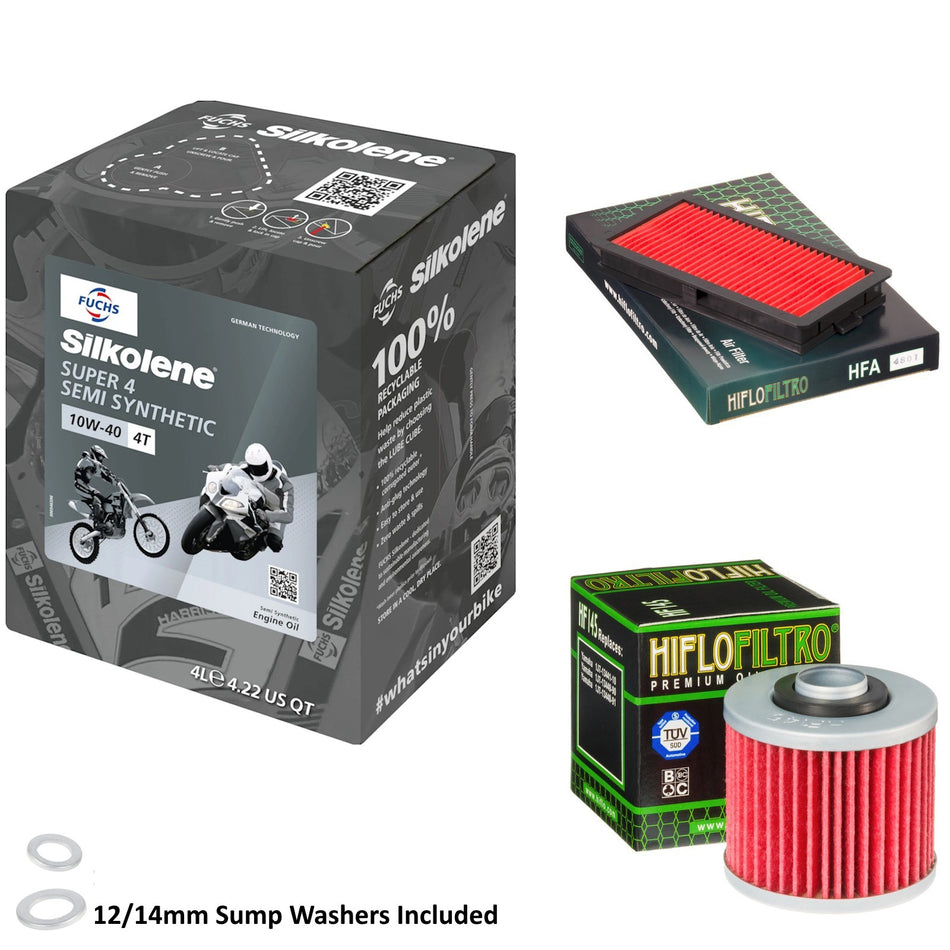 Silkolene Super 4 10w40 4L Oil & HF145 & HFA4801 Oil Filter Kit