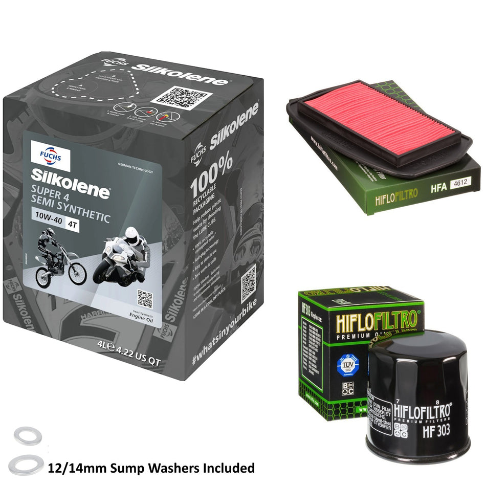 Silkolene Super 4 10w40 4L Oil & HF303 & HFA4612 Oil Filter Kit