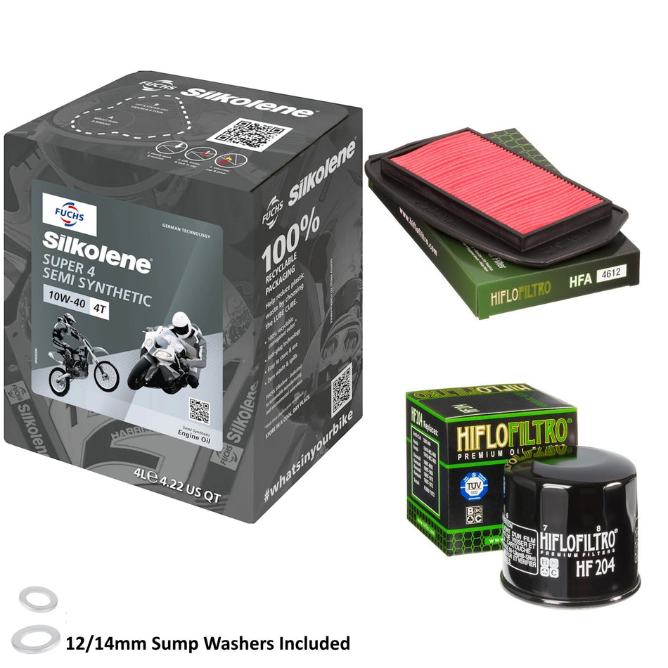 Silkolene Super 4 10w40 4L Oil & HF204 & HFA4612 Oil Filter Kit