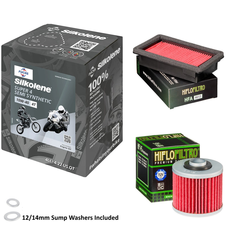 Silkolene Super 4 10w40 4L Oil & HF145 & HFA4613 Oil Filter Kit