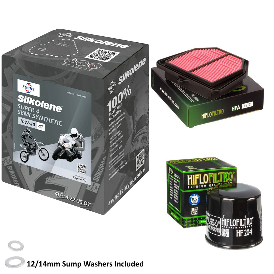 Silkolene Super 4 10w40 4L Oil & HF204 & HFA4917 Oil Filter Kit