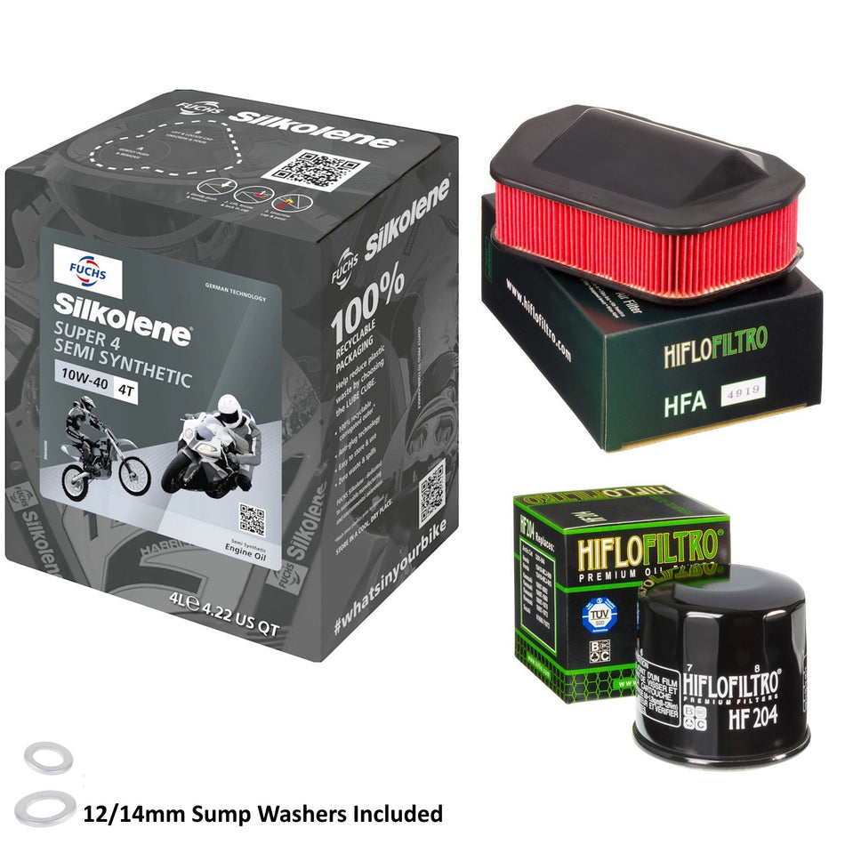 Silkolene Super 4 10w40 4L Oil & HF204 & HFA4919 Oil Filter Kit