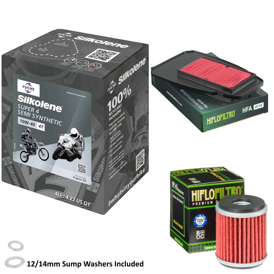 Silkolene Super 4 10w40 4L Oil & HF140 & HFA4114 Oil Filter Kit
