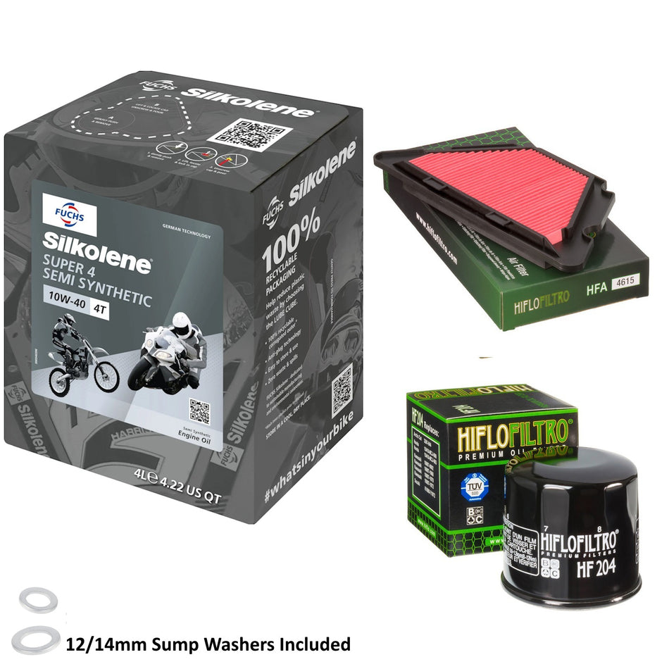 Silkolene Super 4 10w40 4L Oil & HF204 & HFA4615 Oil Filter Kit