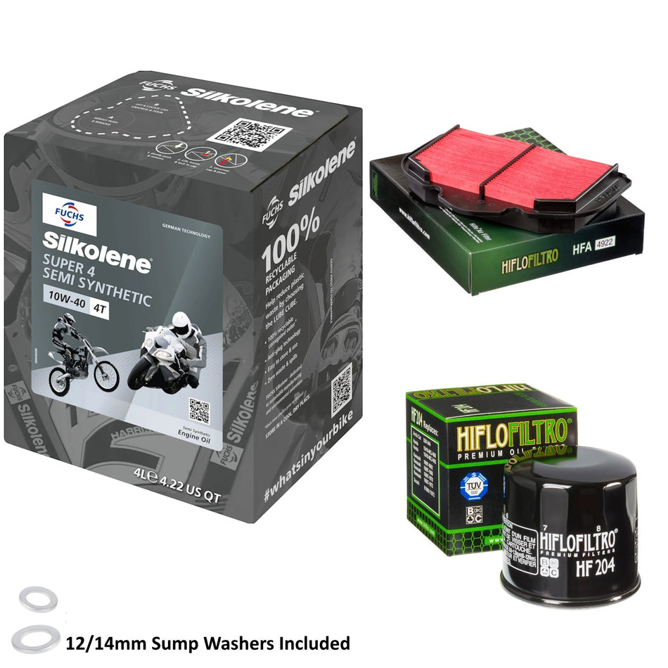 Silkolene Super 4 10w40 4L Oil & HF204 & HFA4922 Oil Filter Kit