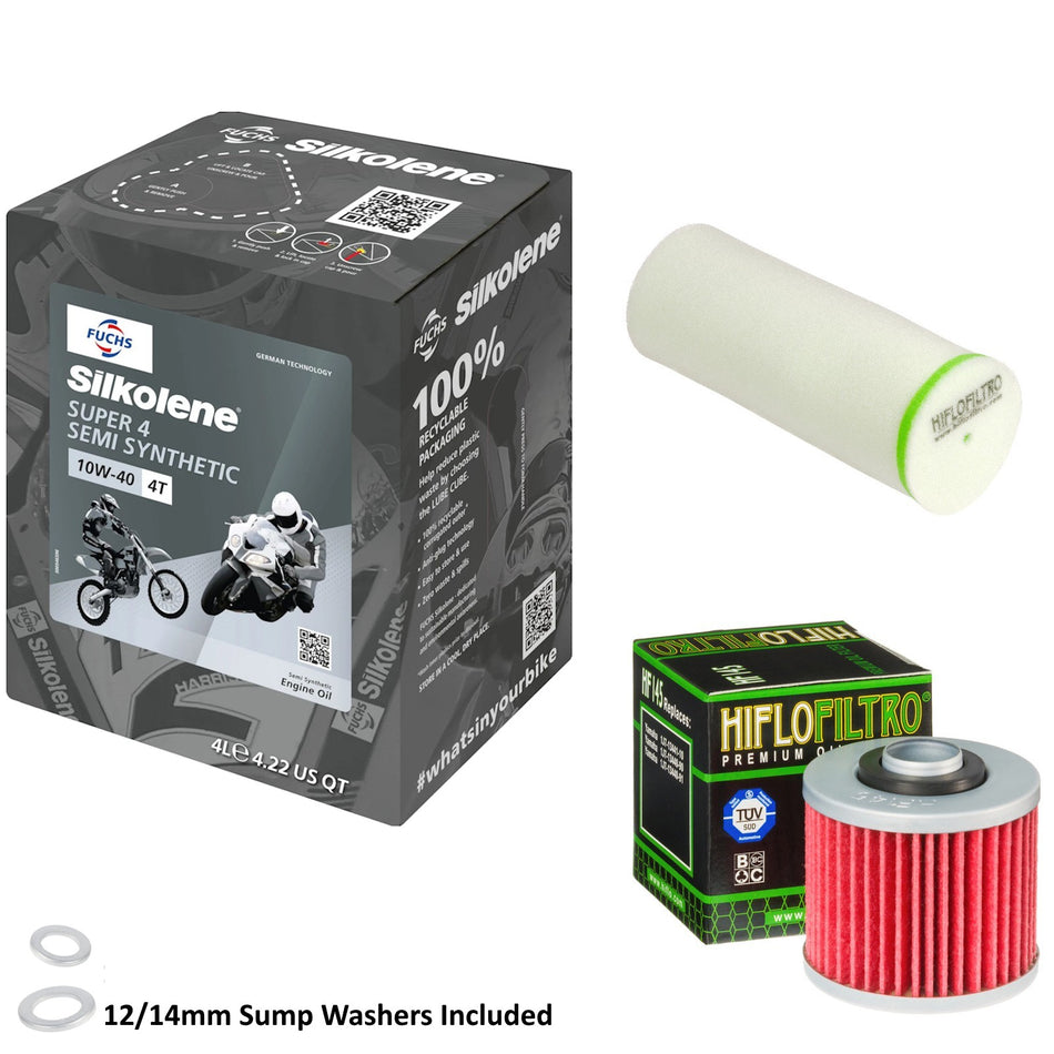 Silkolene Super 4 10w40 4L Oil & HF145 & HFF4024 Oil Filter Kit
