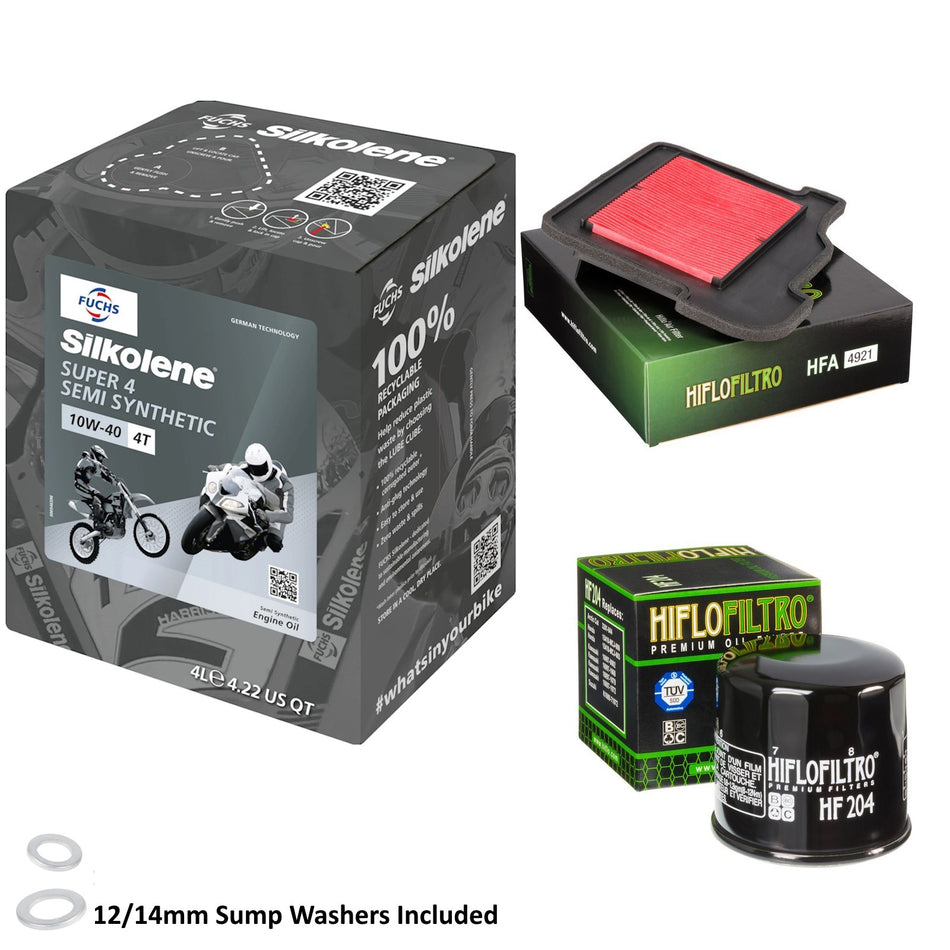 Silkolene Super 4 10w40 4L Oil & HF204 & HFA4921 Oil Filter Kit