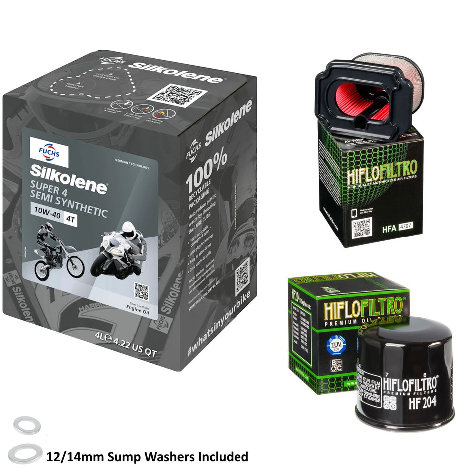 Silkolene Super 4 10w40 4L Oil & HF204 & HFA4707 Oil Filter Kit