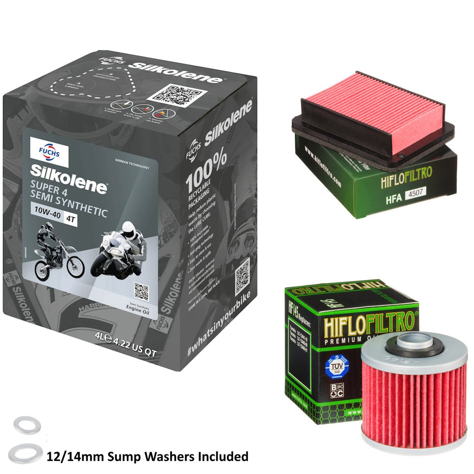 Silkolene Super 4 10w40 4L Oil & HF145 & HFA4507 Oil Filter Kit