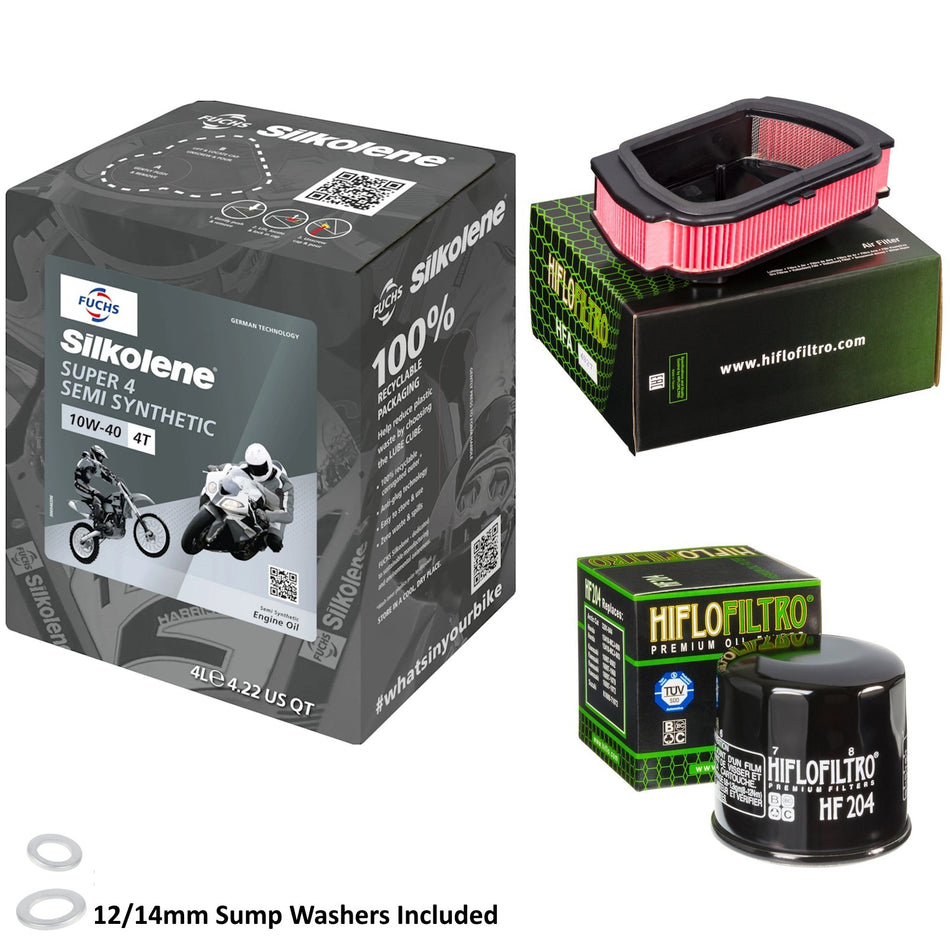 Silkolene Super 4 10w40 4L Oil & HF204 & HFA4927 Oil Filter Kit