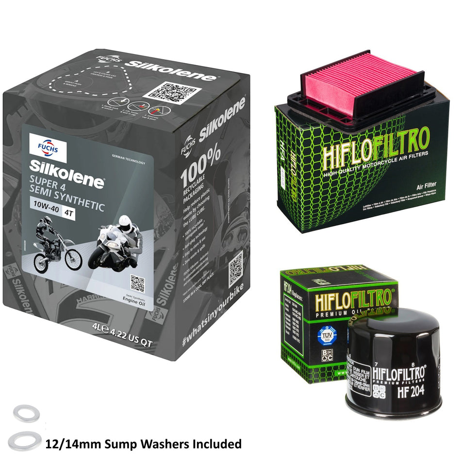 Silkolene Super 4 10w40 4L Oil & HF204 & HFA4303 Oil Filter Kit