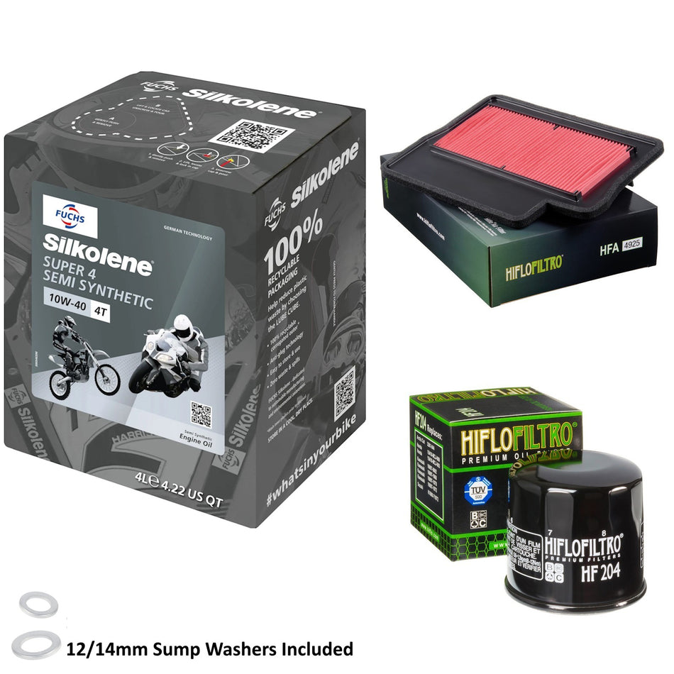 Silkolene Super 4 10w40 4L Oil & HF204 & HFA4925  Oil Filter Kit