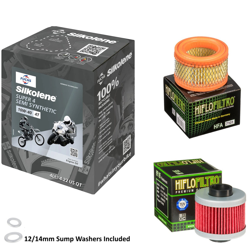 Silkolene Super 4 10w40 4L Oil & HF185 & HFA7101 Oil Filter Kit
