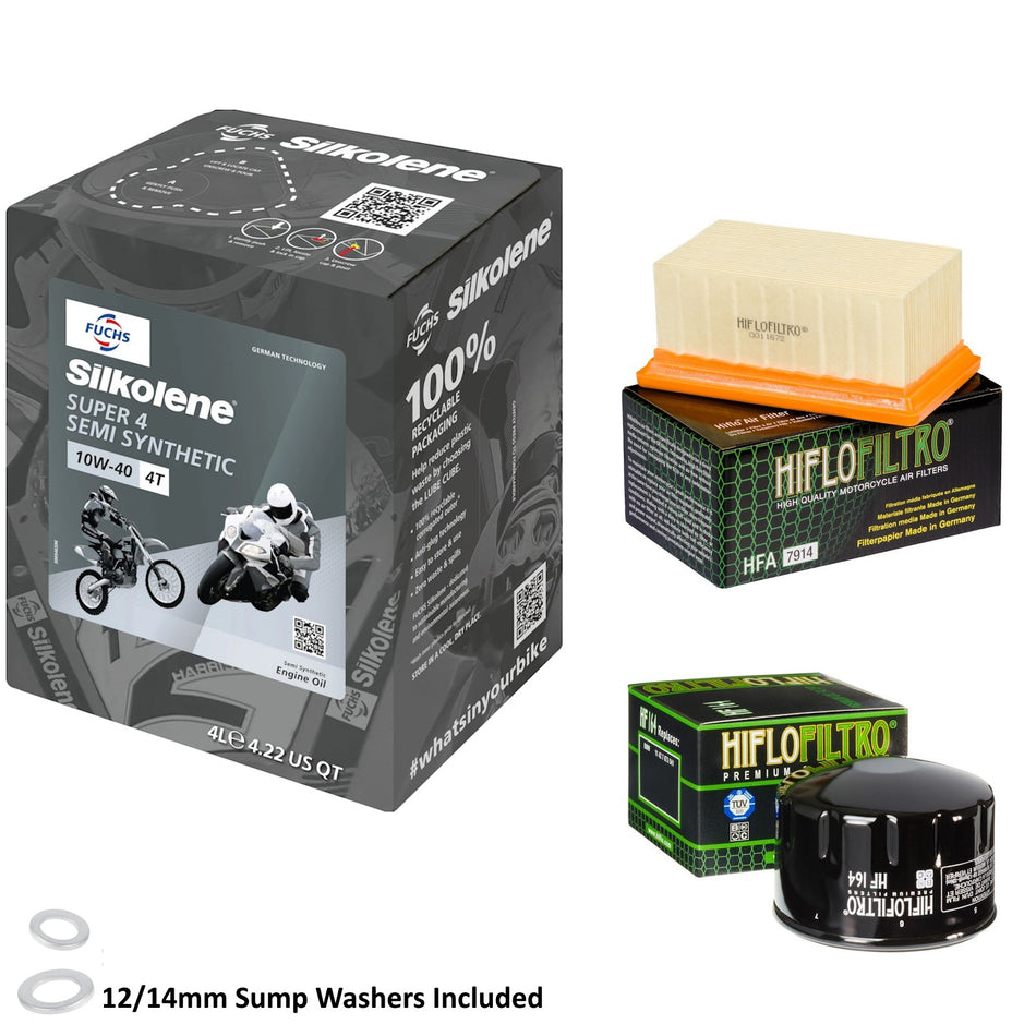 Silkolene Super 4 10w40 4L Oil & HF164 & HFA7914 Oil Filter Kit