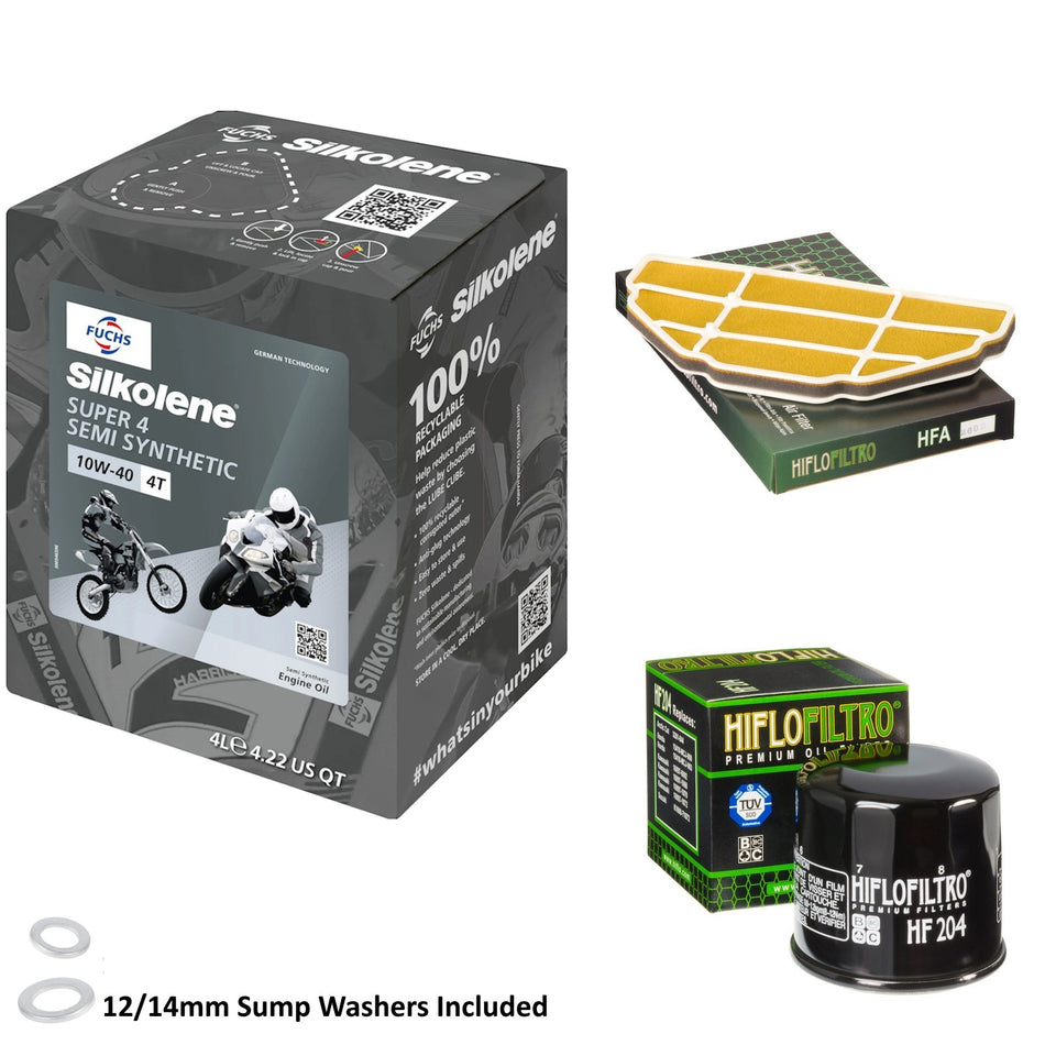 Silkolene Super 4 10w40 4L Oil & HF204 & HFA2602 Oil Filter Kit