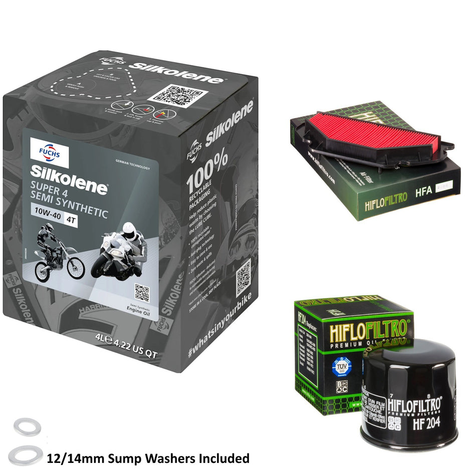 Silkolene Super 4 10w40 4L Oil & HF204 & HFA2605 Oil Filter Kit