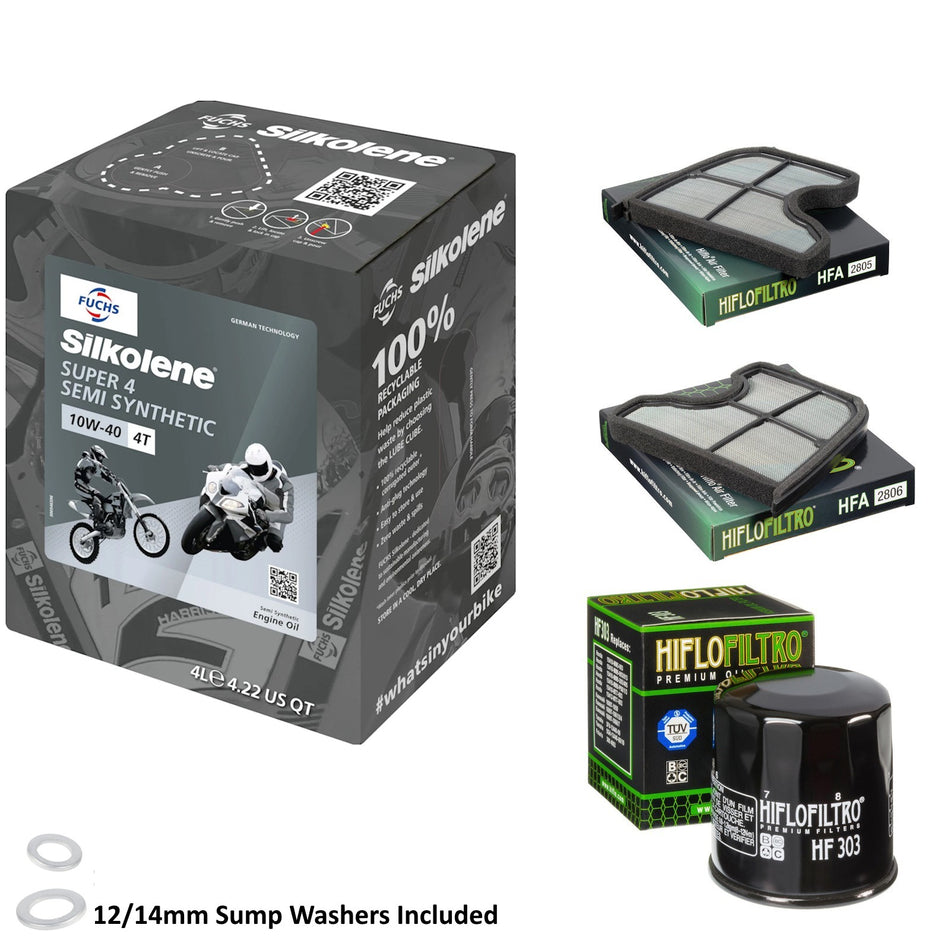 Silkolene Super 4 10w40 4L Oil & HF303 & HFA2805 & HFA2806 Oil Filter Kit