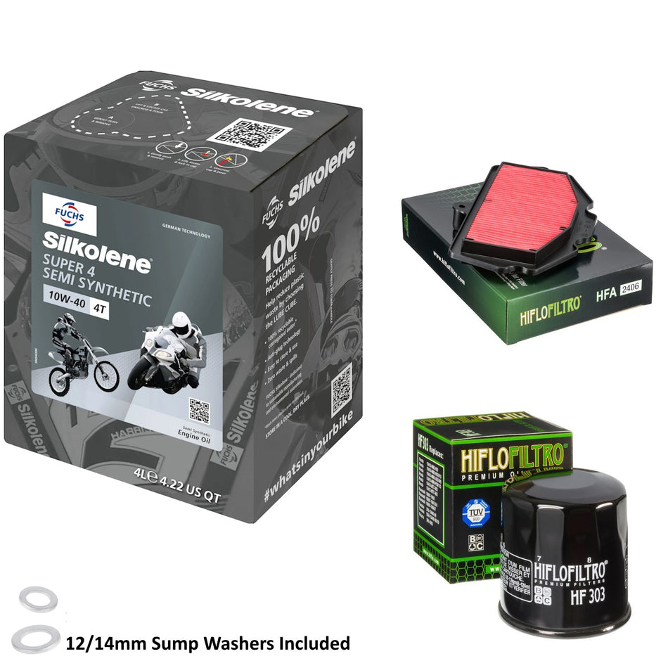 Silkolene Super 4 10w40 4L Oil & HF303 & HFA2406 Oil Filter Kit