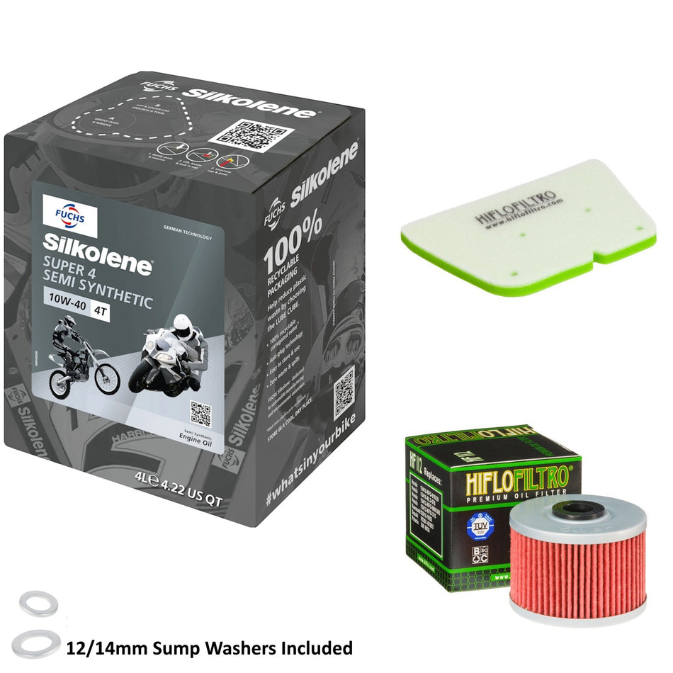 Silkolene Super 4 10w40 4L Oil & HF112 & HFF2033 Oil Filter Kit