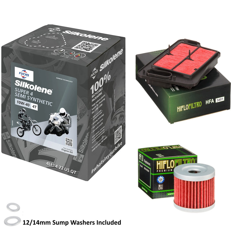 Silkolene Super 4 10w40 4L Oil & HF131 & HFA3401 Oil Filter Kit