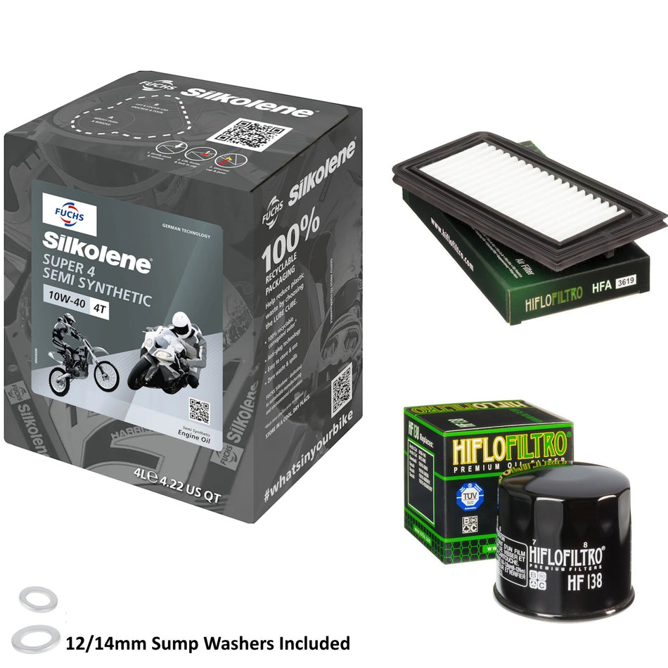 Silkolene Super 4 10w40 4L Oil & HF138 & HFA3619 Oil Filter Kit