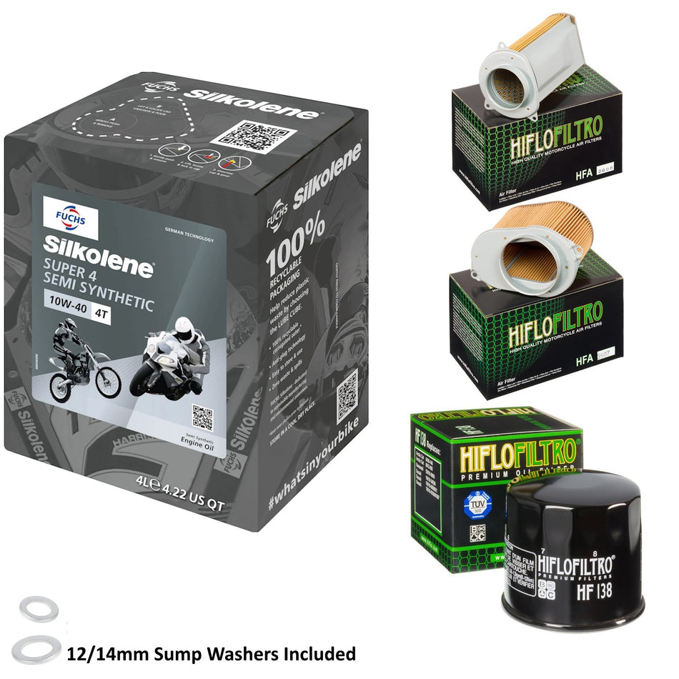 Silkolene Super 4 10w40 4L Oil & HF138 & HFA3606 & HFA3607 Oil Filter Kit