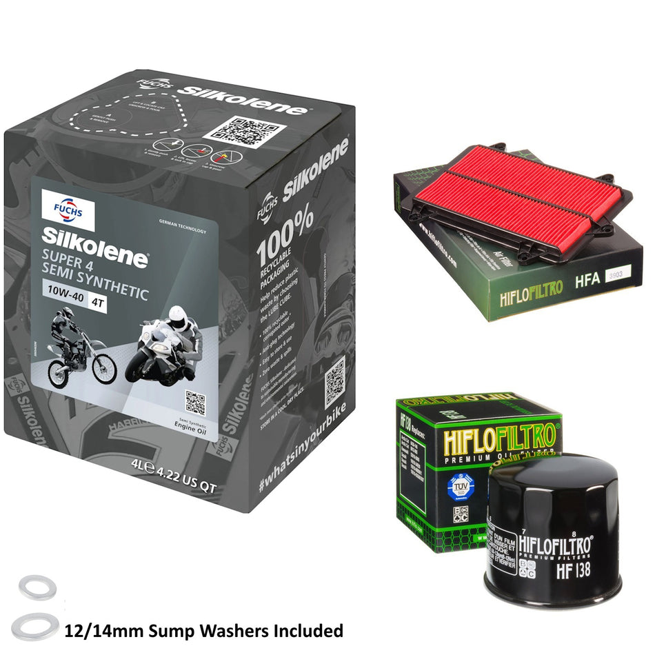 Silkolene Super 4 10w40 4L Oil & HF138 & HFA3903 Oil Filter Kit