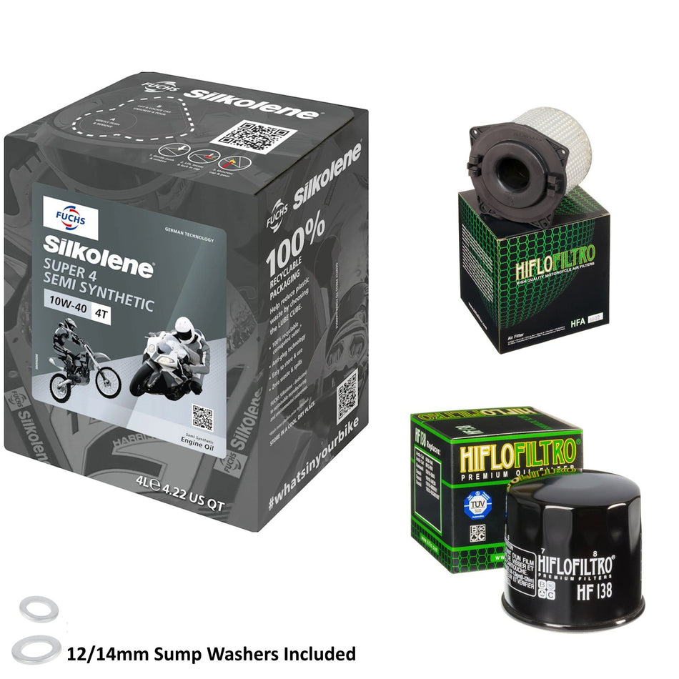 Silkolene Super 4 10w40 4L Oil & HF138 & HFA3602 Oil Filter Kit