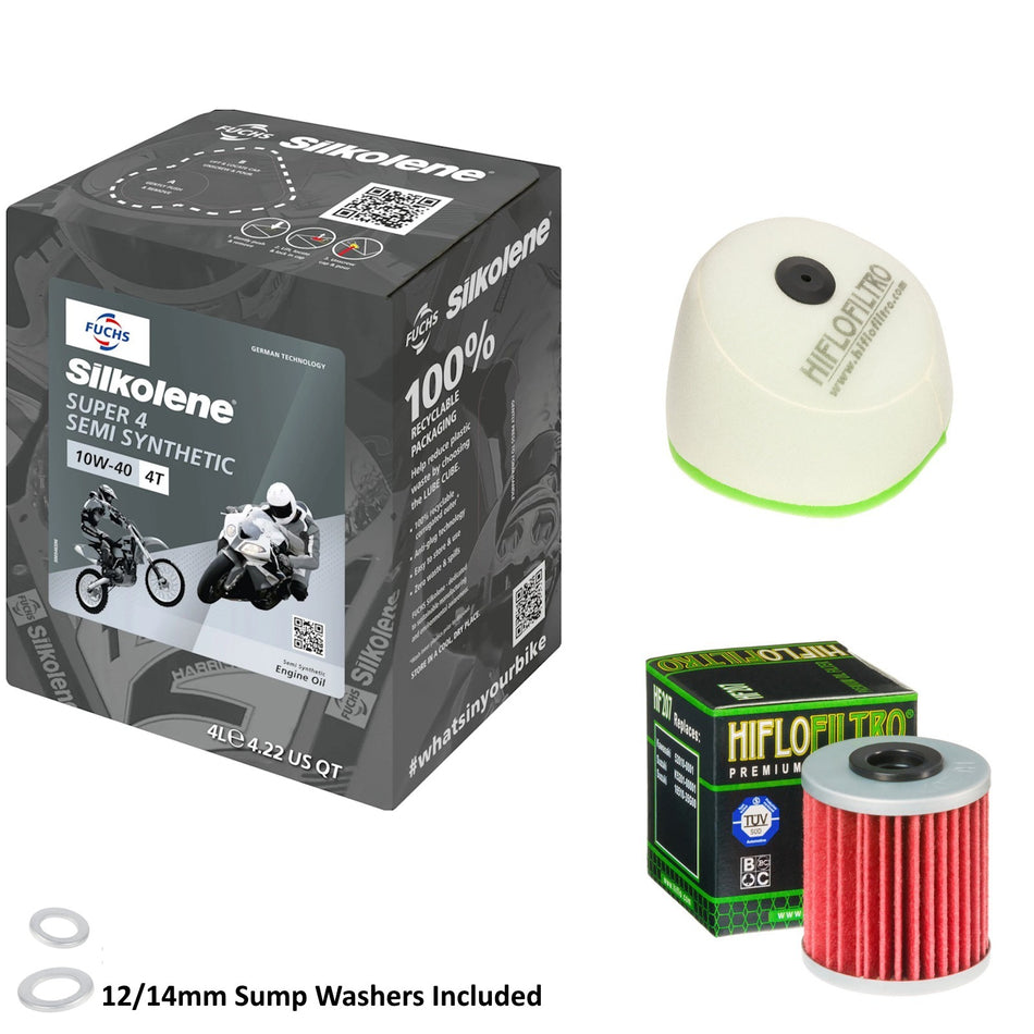Silkolene Super 4 10w40 4L Oil & HF207 & HFF3014 Oil Filter Kit