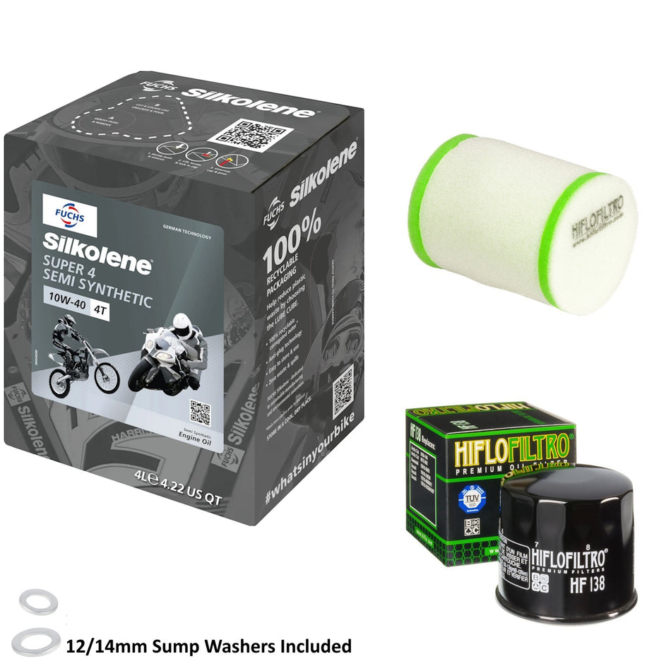 Silkolene Super 4 10w40 4L Oil & HF138 & HFF3024 Oil Filter Kit